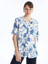 LC Waikiki Women's Henley Neckline Patterned Short Sleeve Blouse